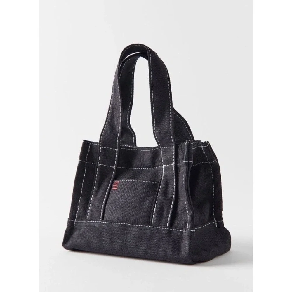 Urban Outfitters BDG Mini‎ Canvas Tote Bag Black White Stitching Crossbody